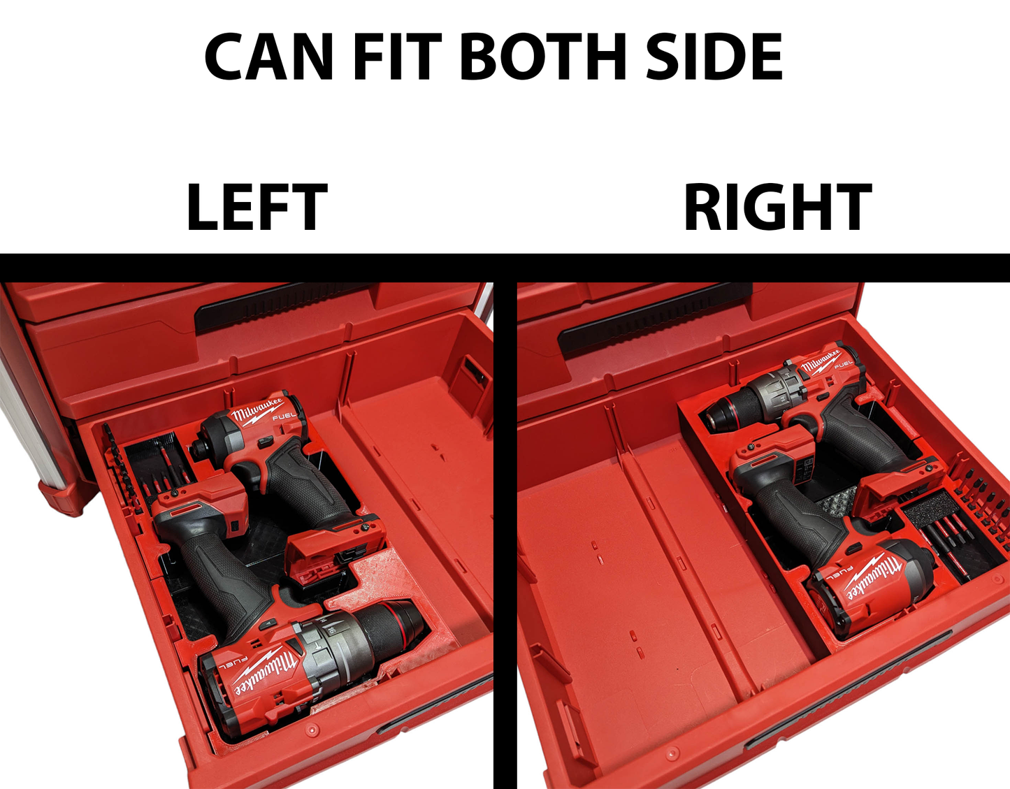 M18 FUEL Gen4 Drill & Impact Organizer Insert for Milwaukee Packout Drawers – Fits 2-Drawer, 3-Drawer & Multi-Depth