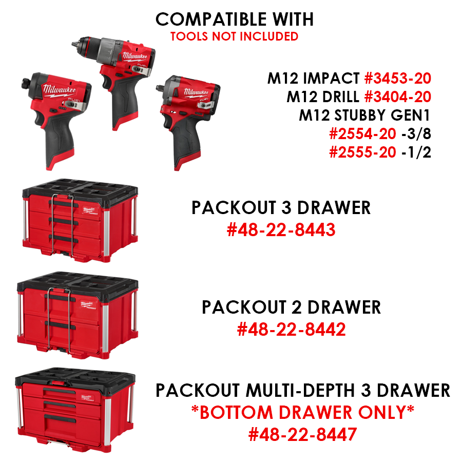 M12 Drill / Stubby / Impact Insert (FULL DRAWER)