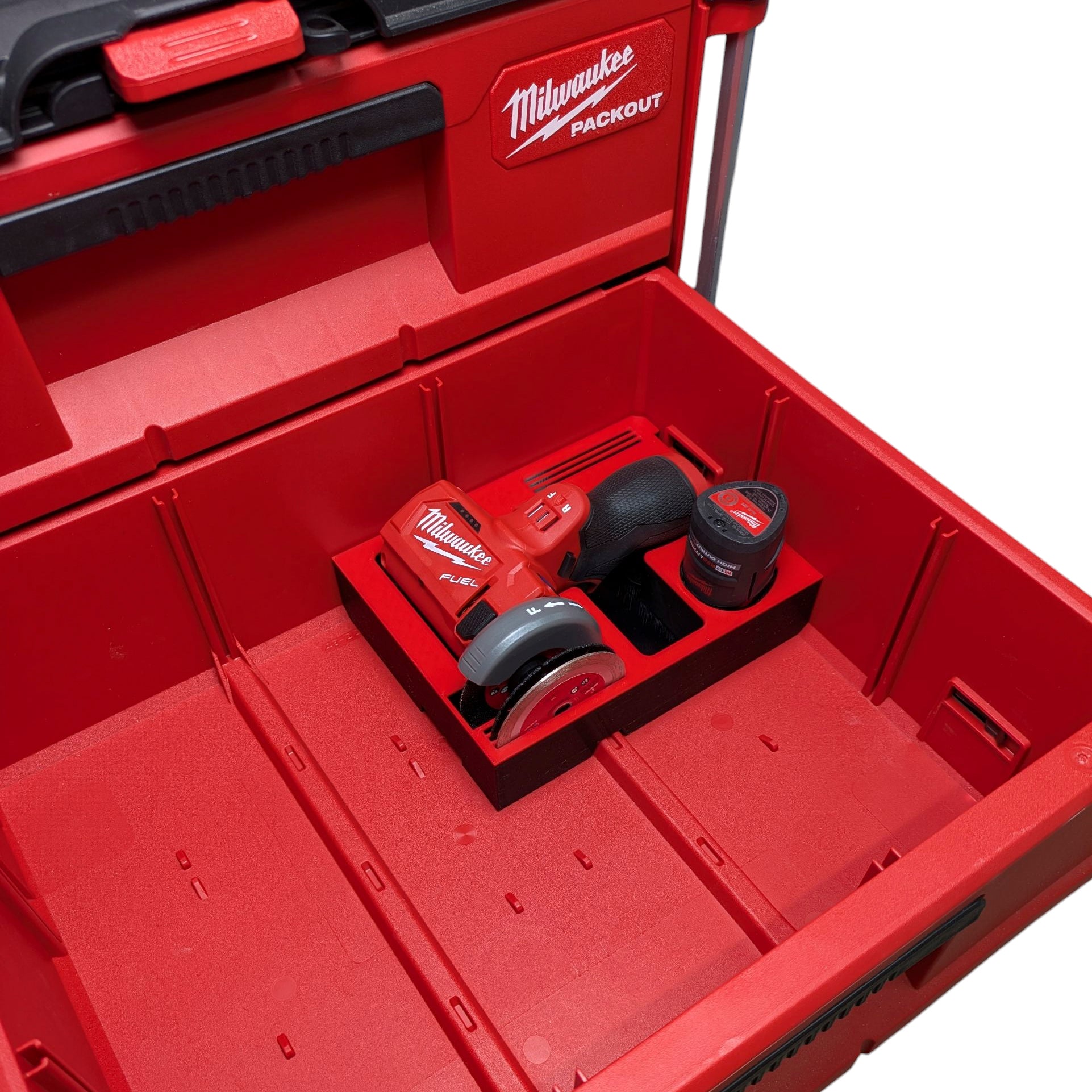 M12 FUEL Cut Off Tool Organizer for Milwaukee Packout 2‑Drawer 