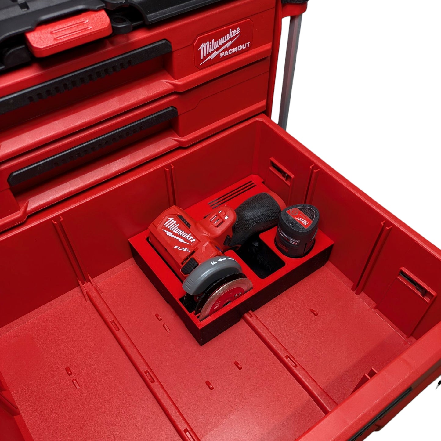 M12 FUEL Cut Off Tool Organizer for Milwaukee Packout Multi‑Depth – Bottom Drawer